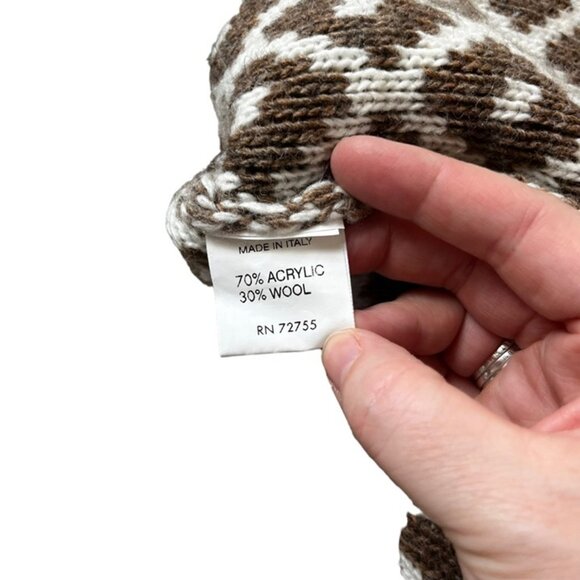 Oriana made in Italy women's cardigan M cream brown wool blend double knit soft - Picture 3 of 8